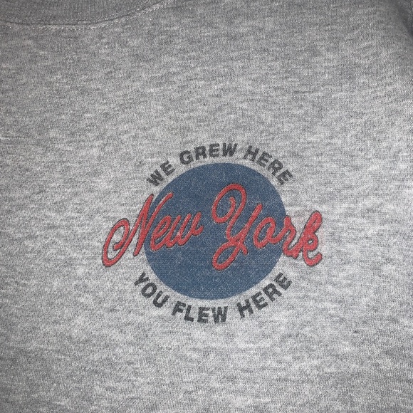 Brandy Melville John Galt New York Gray Crew Neck Cropped Sweatshirt - Picture 3 of 3